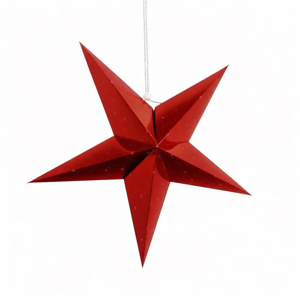 Christmas paper star for window 45 cm, 5 points, red
