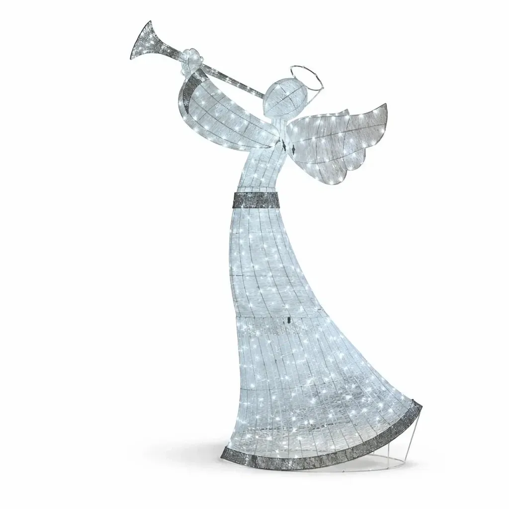 3D LED outdoor light angel with tube, 300 cm, cold white with Flash, aluminium