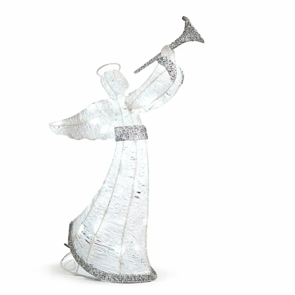 3D LED outdoor light angel with tube 50 cm, icy white with FLASH, 3× AA battery, 40 LEDs, IP44