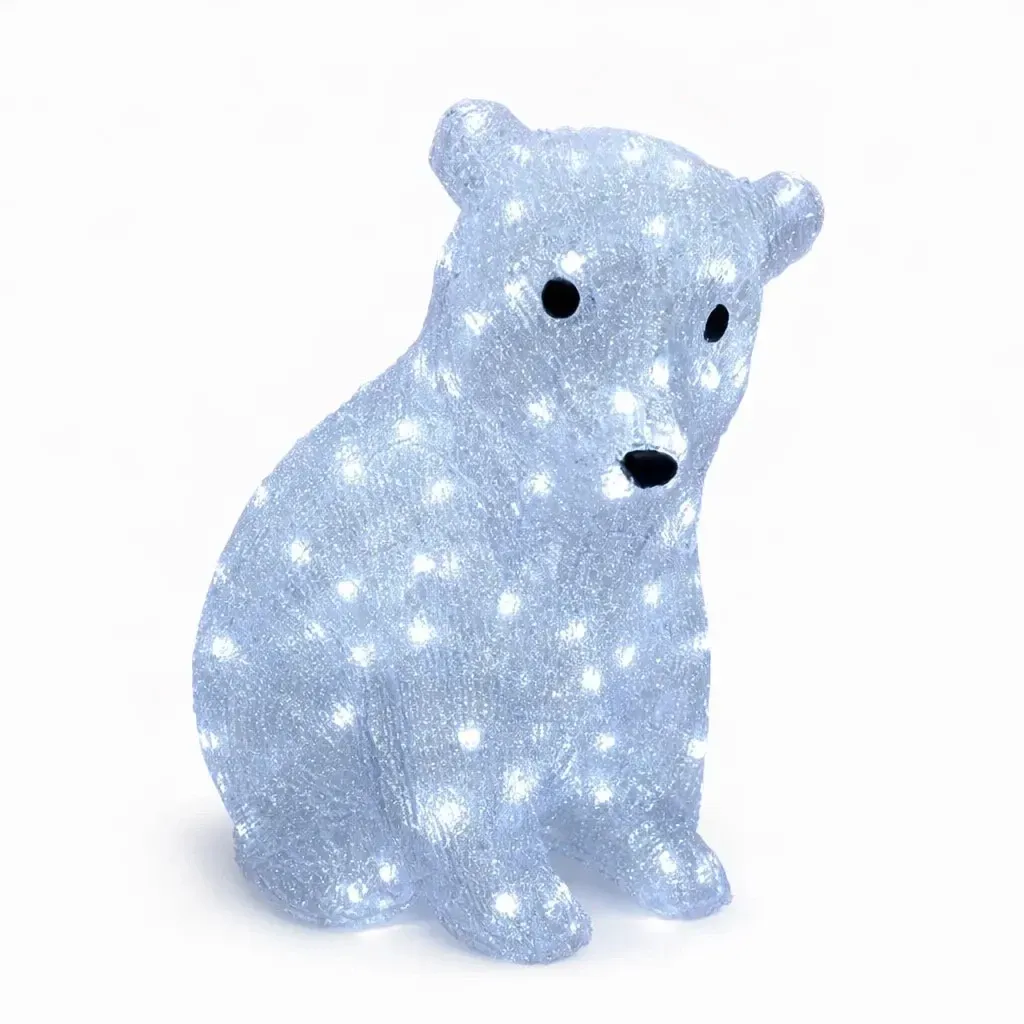 3D LED sitting bear 160 LEDs, icy white, incl. transformer