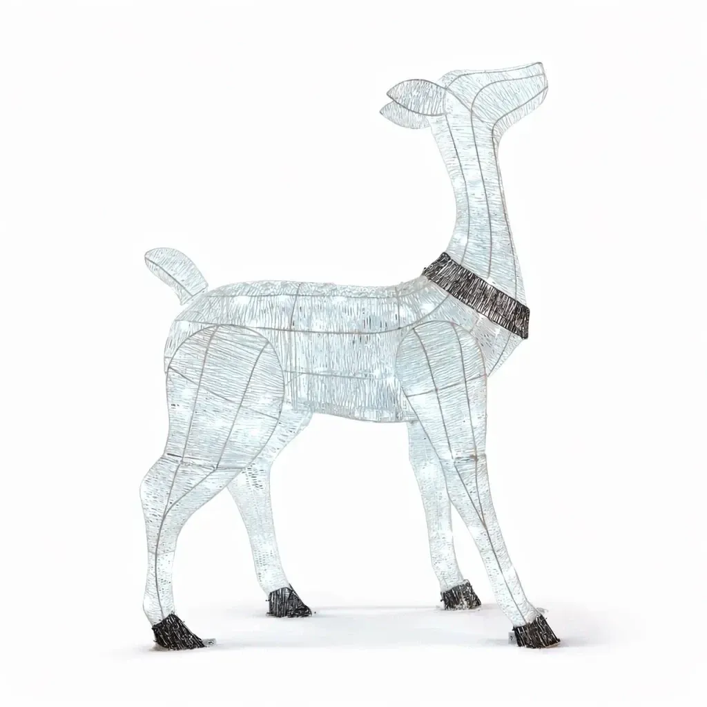 3D LED Light-Up Doe, 150 cm, Ice White with Flash, 140 LEDs, IP44, Outdoor