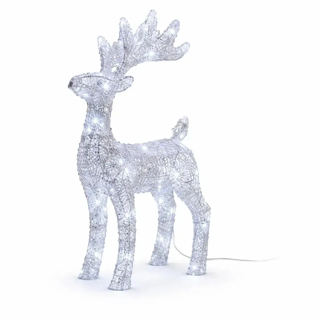 3D LED lighted deer outdoor 40 cm, ice white, IP44, incl. transformer