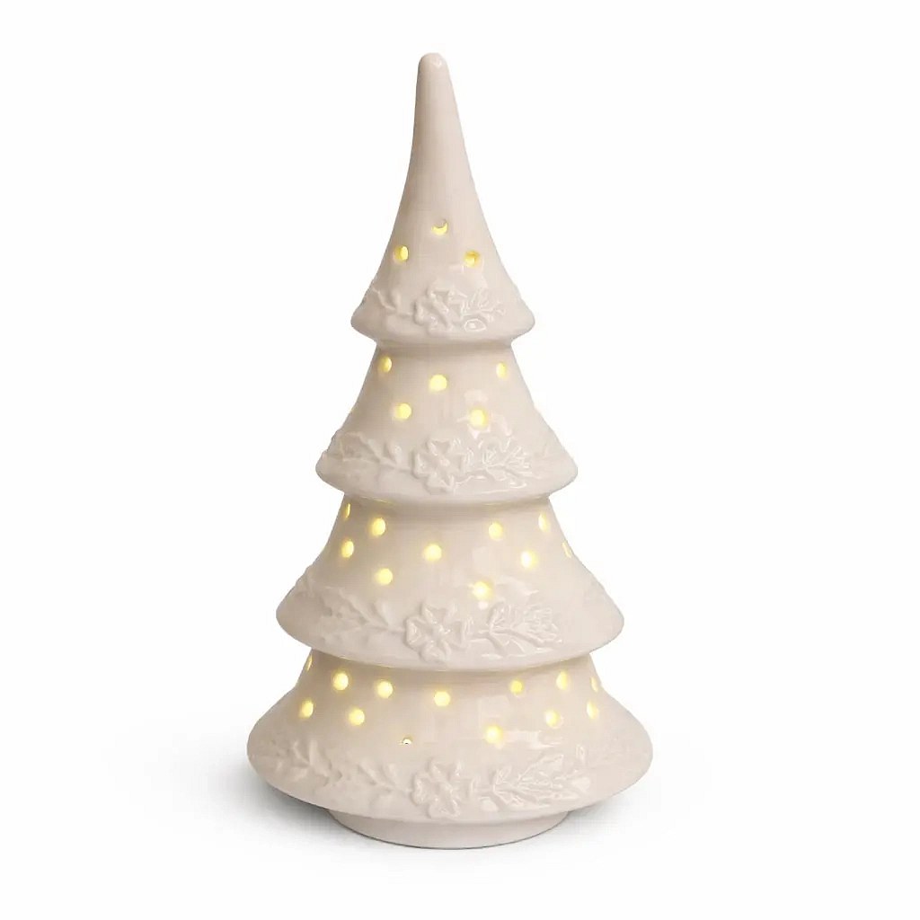 LED ceramic tree decoration 11,4 × 8,5 × 23 cm, warm white, 2× LR44