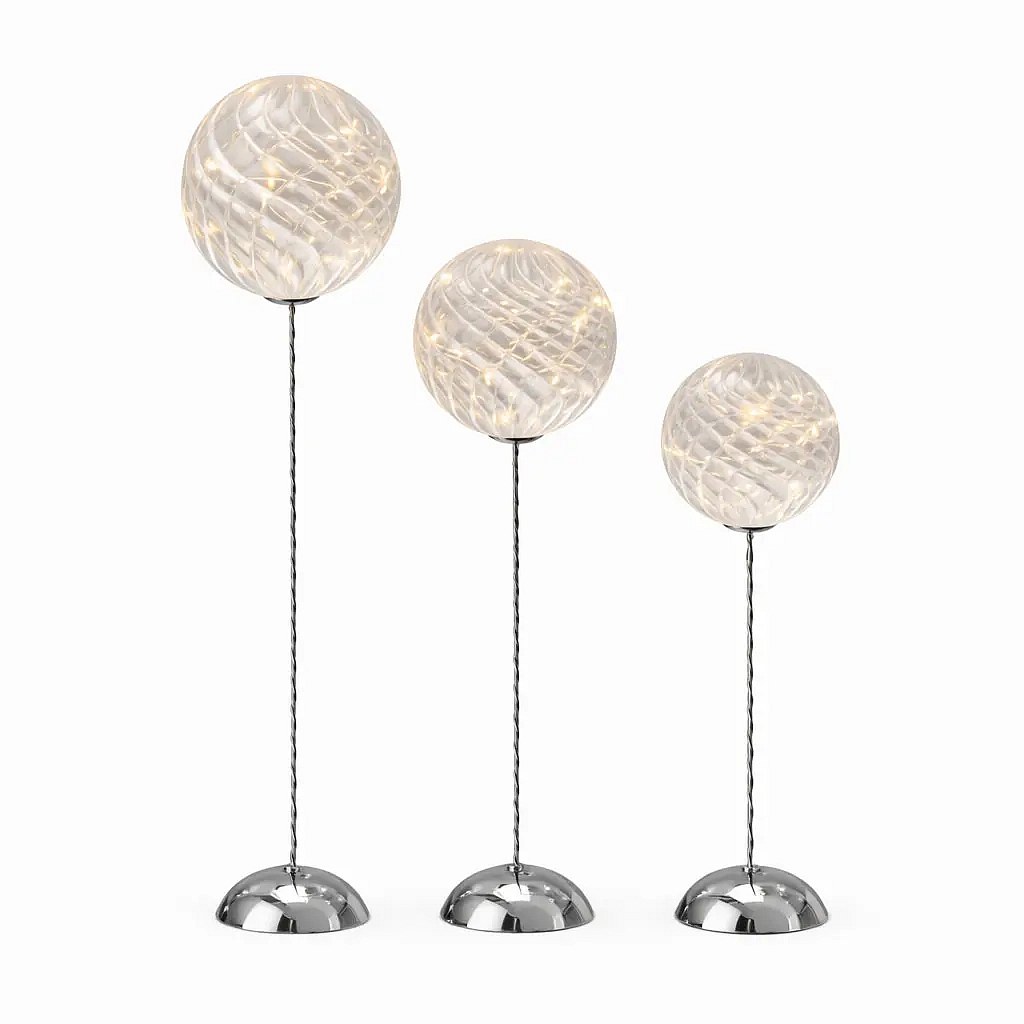 Trio Mega LED globe, height 41/47/58 cm, clear glass, AA battery, interior, pack of 3
