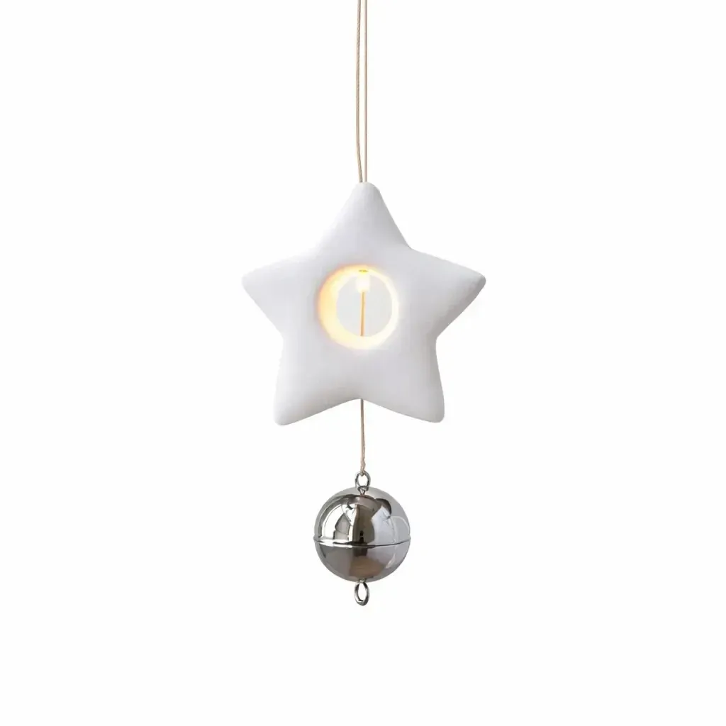 LED hanging star decoration 8 cm, battery CR2032