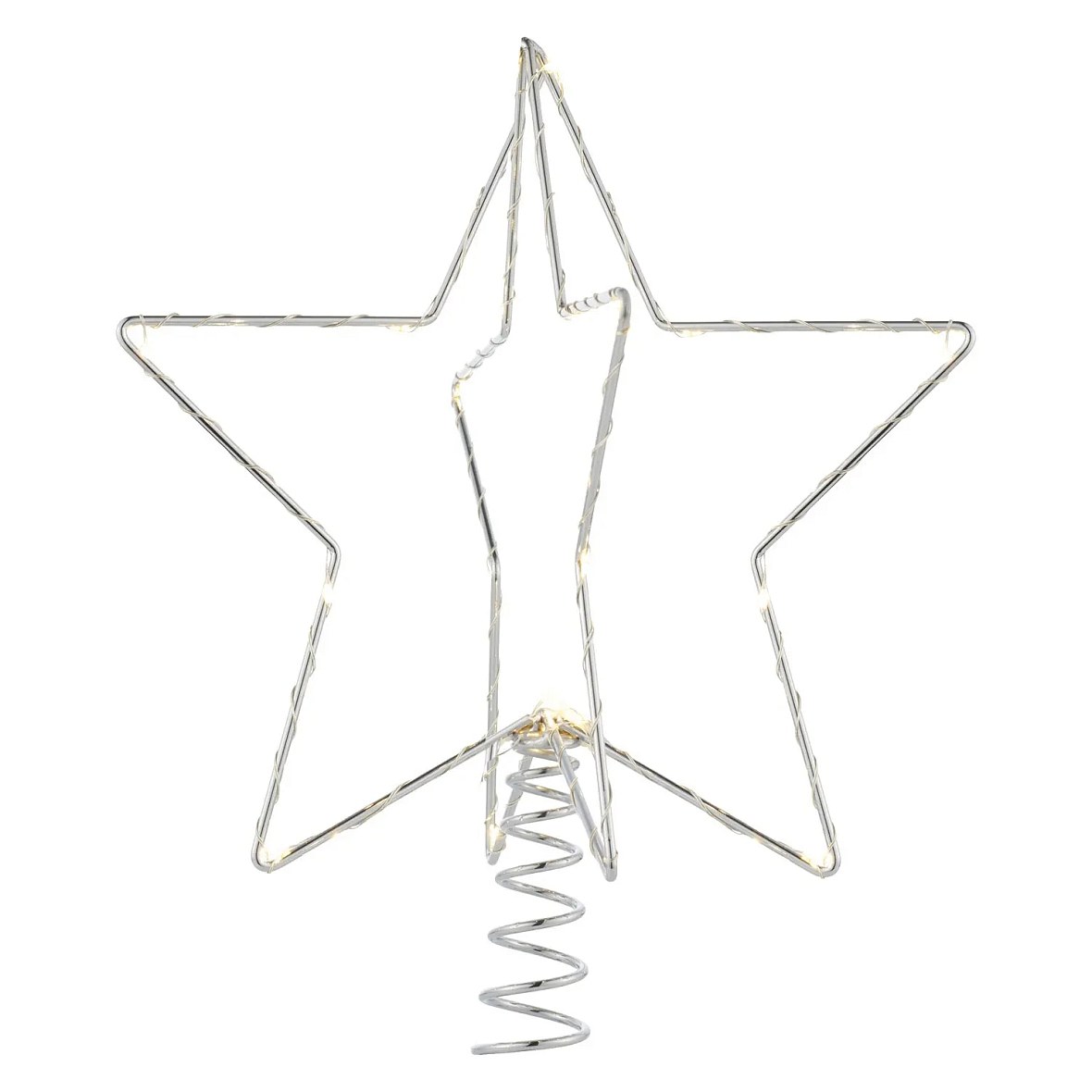 LED tree star 25 cm, metal, silver