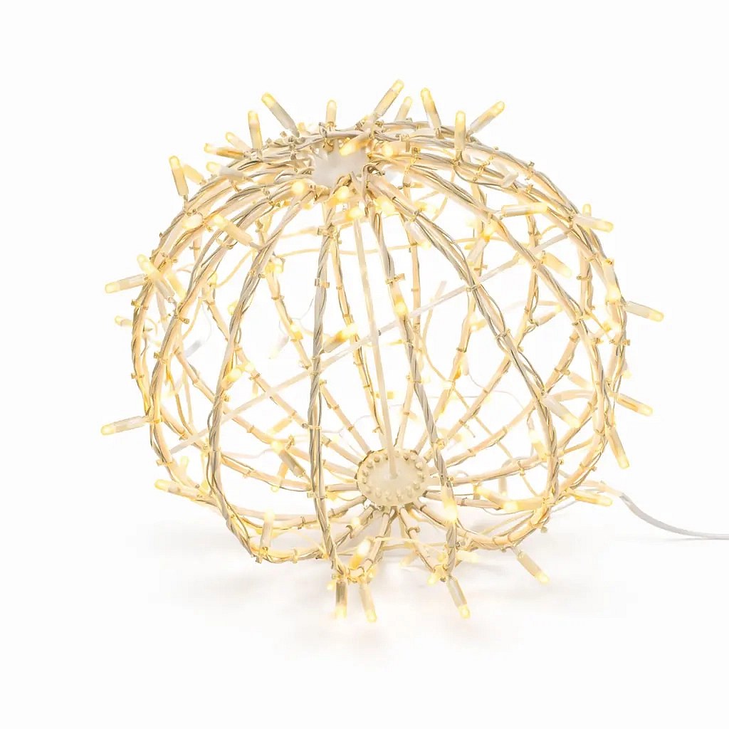 Easy Fix 3D LED Light Ball, Foldable, 40 cm Dia., Warm White, White Cable, IP67, Aluminum