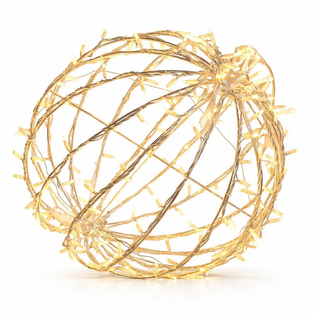 Easy Fix 3D LED Light Ball, Foldable, 60 cm diameter, Warm White, White Cable, IP67, Aluminum