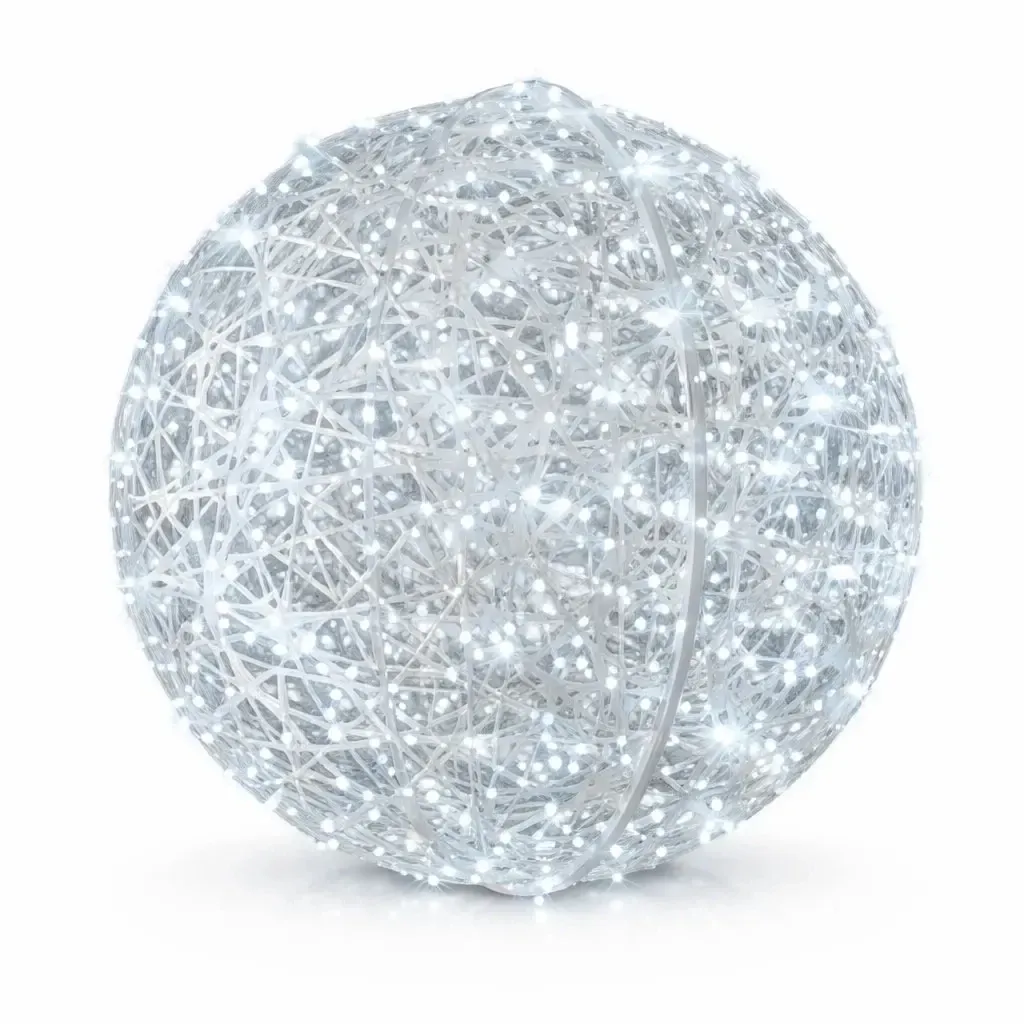 3D LED light ball ornament fibreglass Ø 130 cm, ice white
