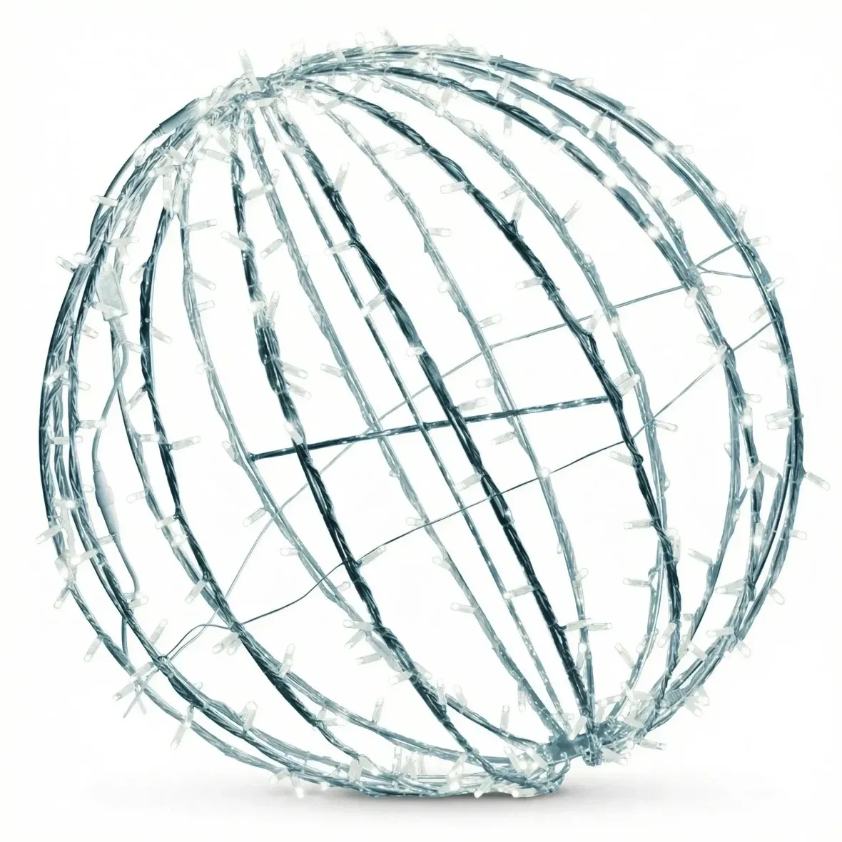 3D LED light ball, diameter 100 cm, icy white, white cable, IP67, Easy Fix
