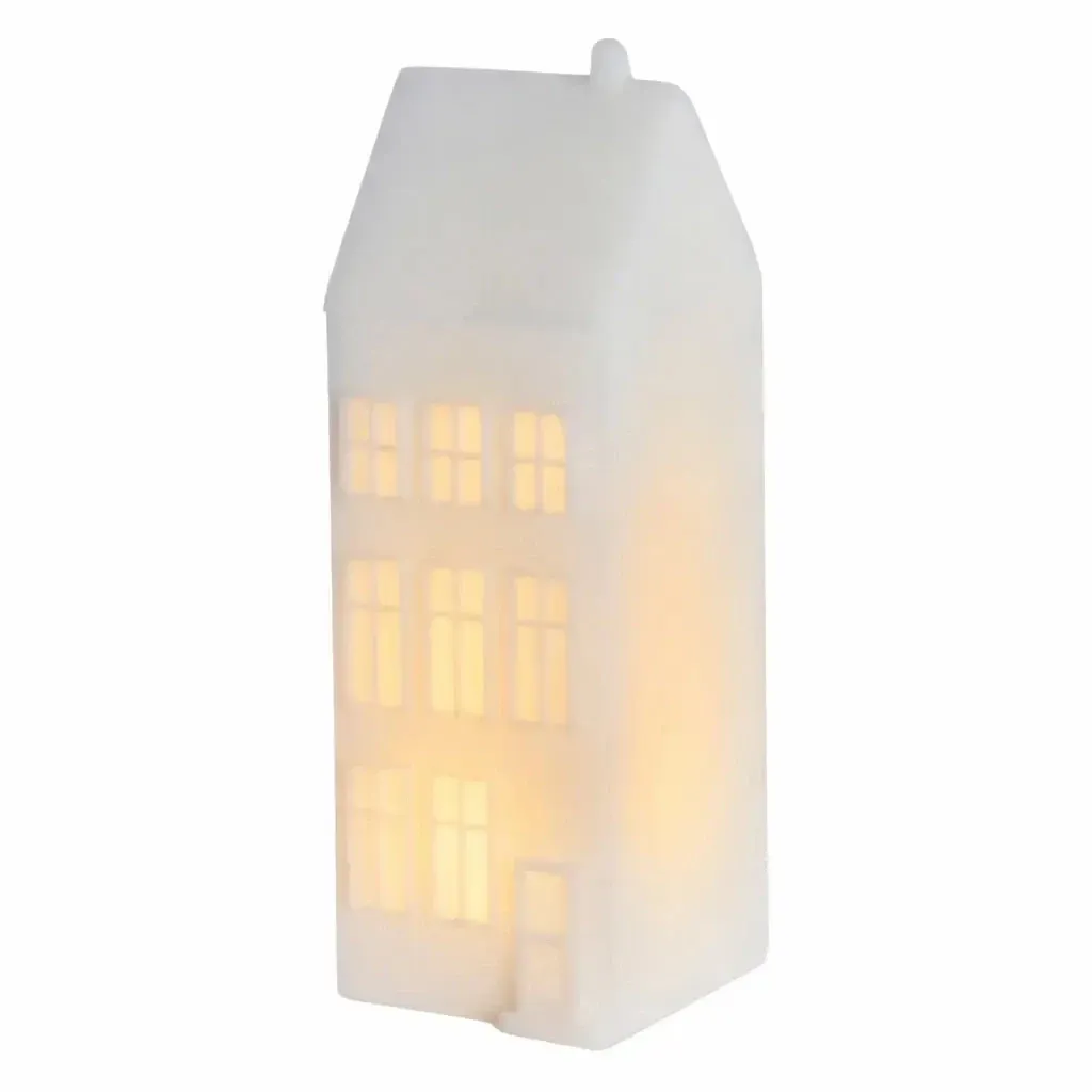 LED City House from Copenhagen, Nyhavn, wax-finish, 6 × 6 × 17.5 cm, warm white, white