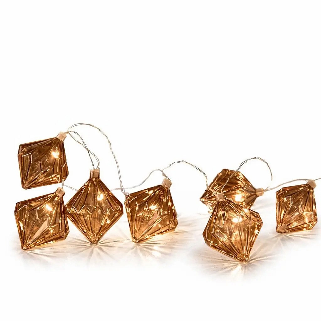 _Downloaded LED torch lights 1,5 m glass lanterns Nellie, brown, 8 lanterns, clear cable IP20 interior, 2× AA