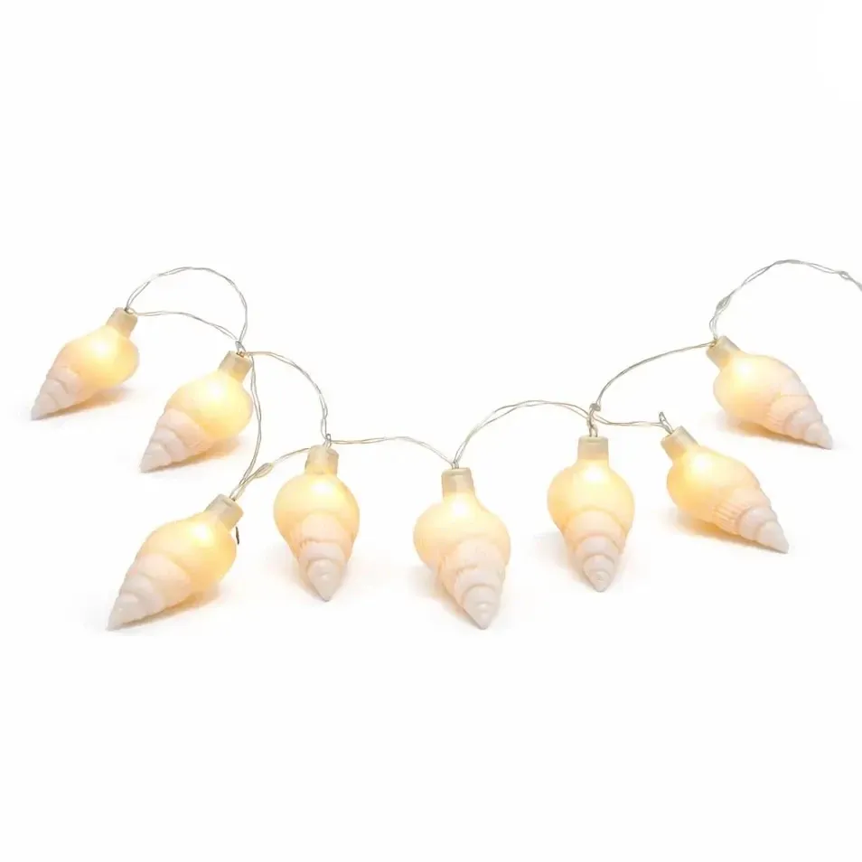 LED decorative torch light chain, sea shells, 1,9 m, warm white, 20 shells