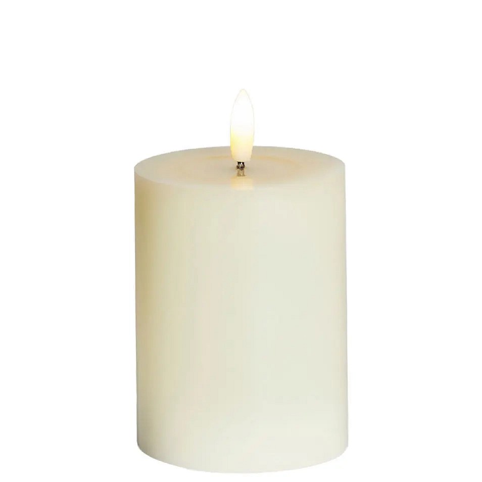 LED battery operated candle Sille Ivory, Ø 7,5 × 10 cm, white, 2× AA