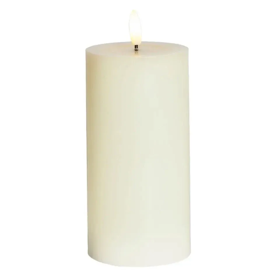 LED battery operated candle Sille Ivory, Ø 7,5 × 15 cm, white, 2× AA