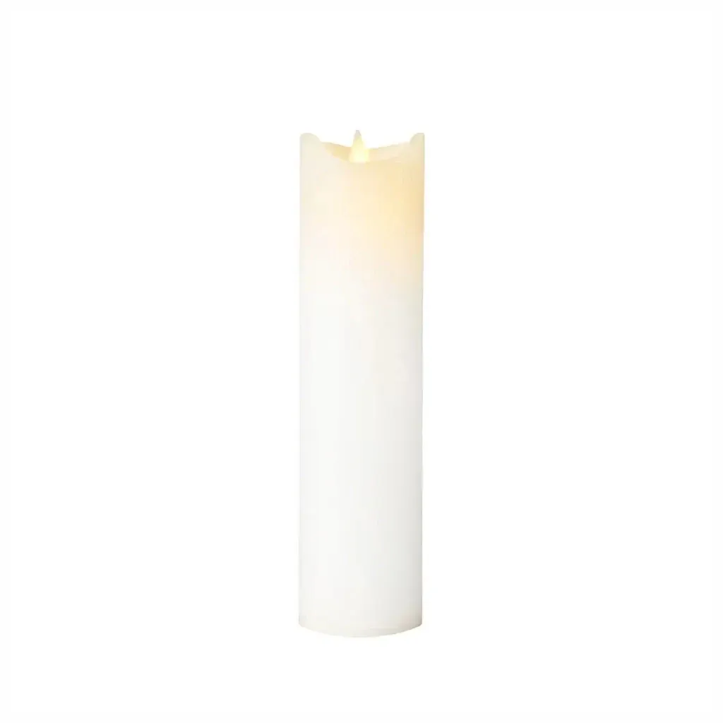 LED battery operated candle, wax Sara, Ø 5 × 20 cm, white, 2 × AA