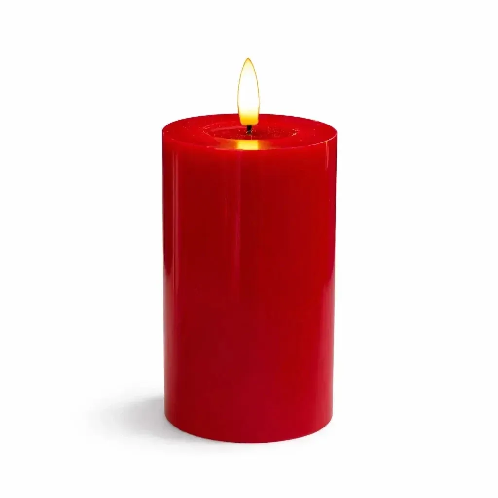_Downloaded: Sille Red Battery-Operated Wax LED Candle, Ø 7.5 × 15 cm, red, 2× AA
