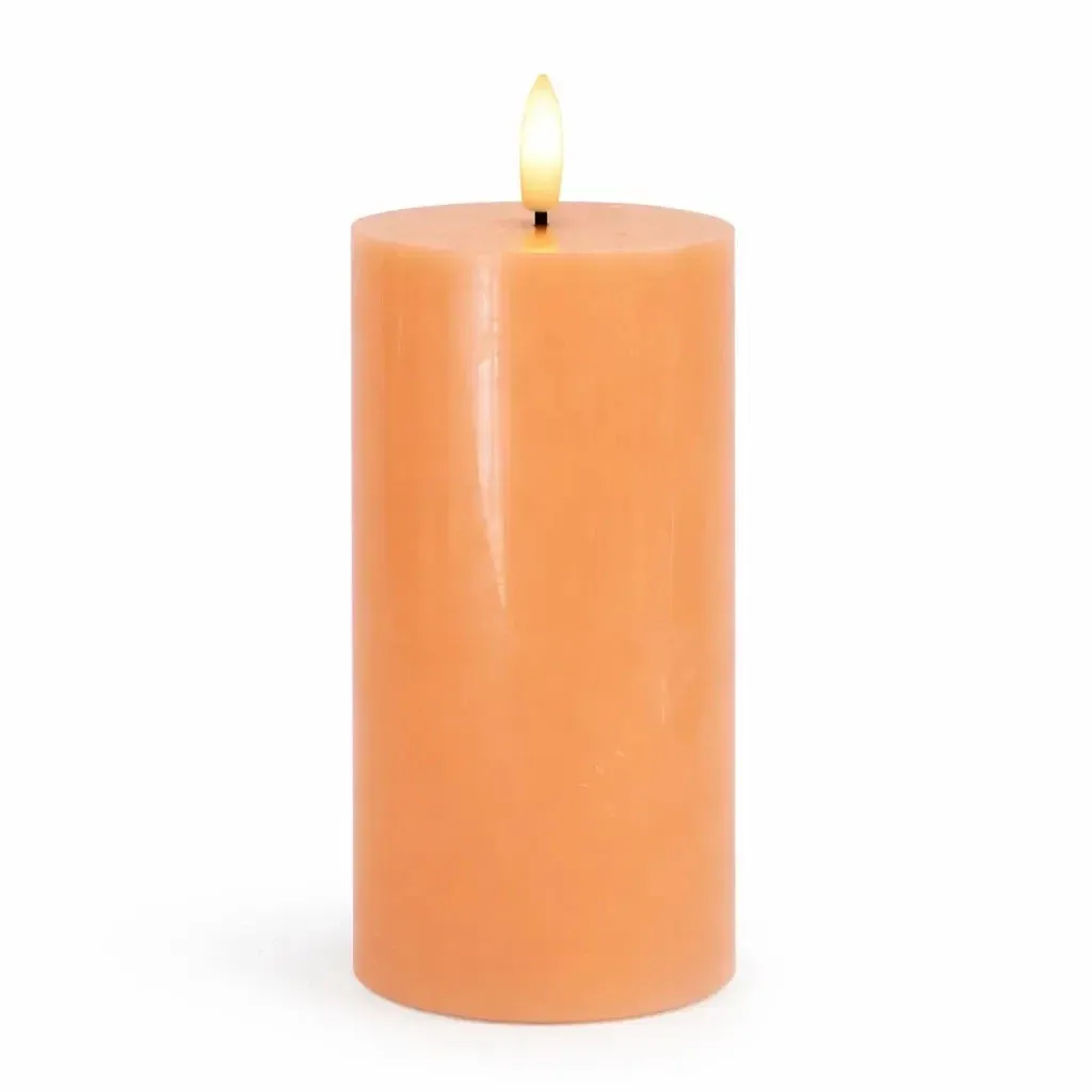 LED battery operated candle, wax Sille, Ø 7,5 × 15 cm, peach, 2× AA