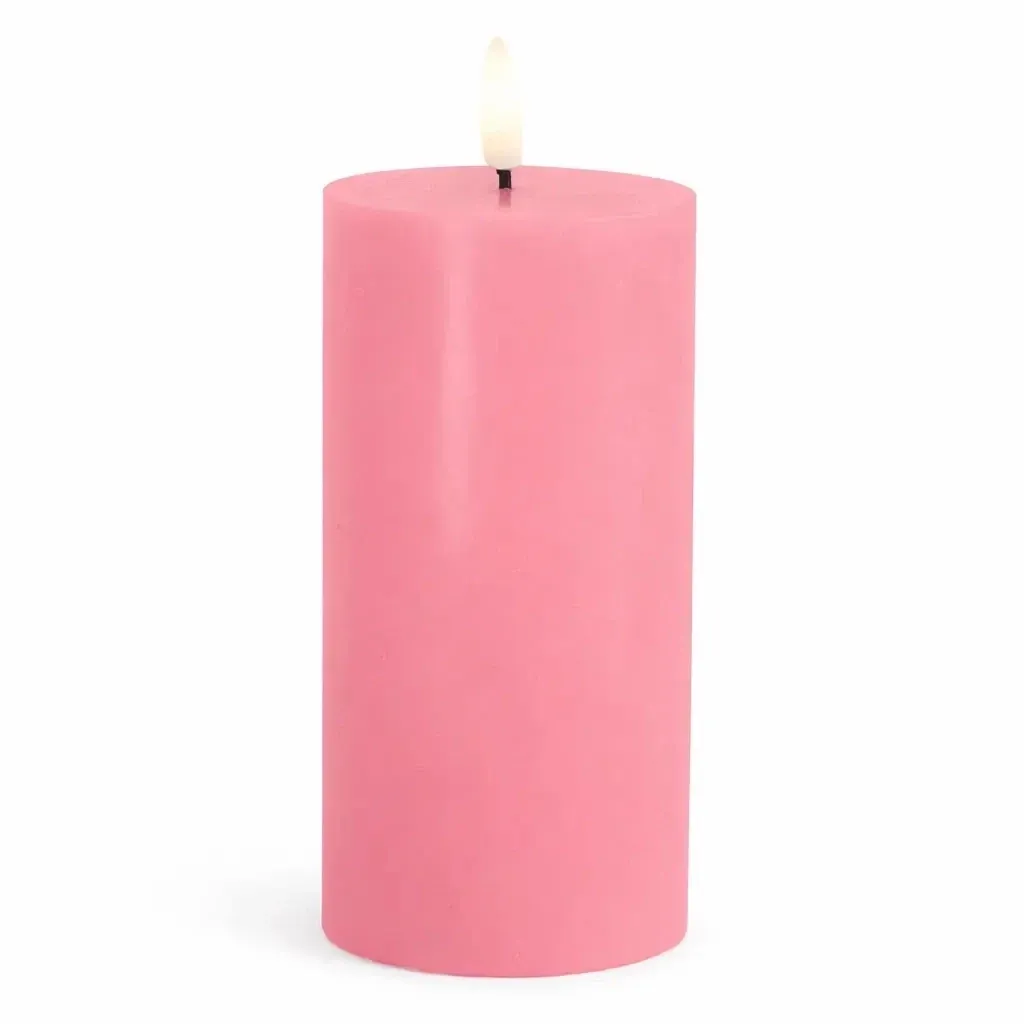 LED battery operated candle Sille, old pink, Ø 7,5 × 15 cm
