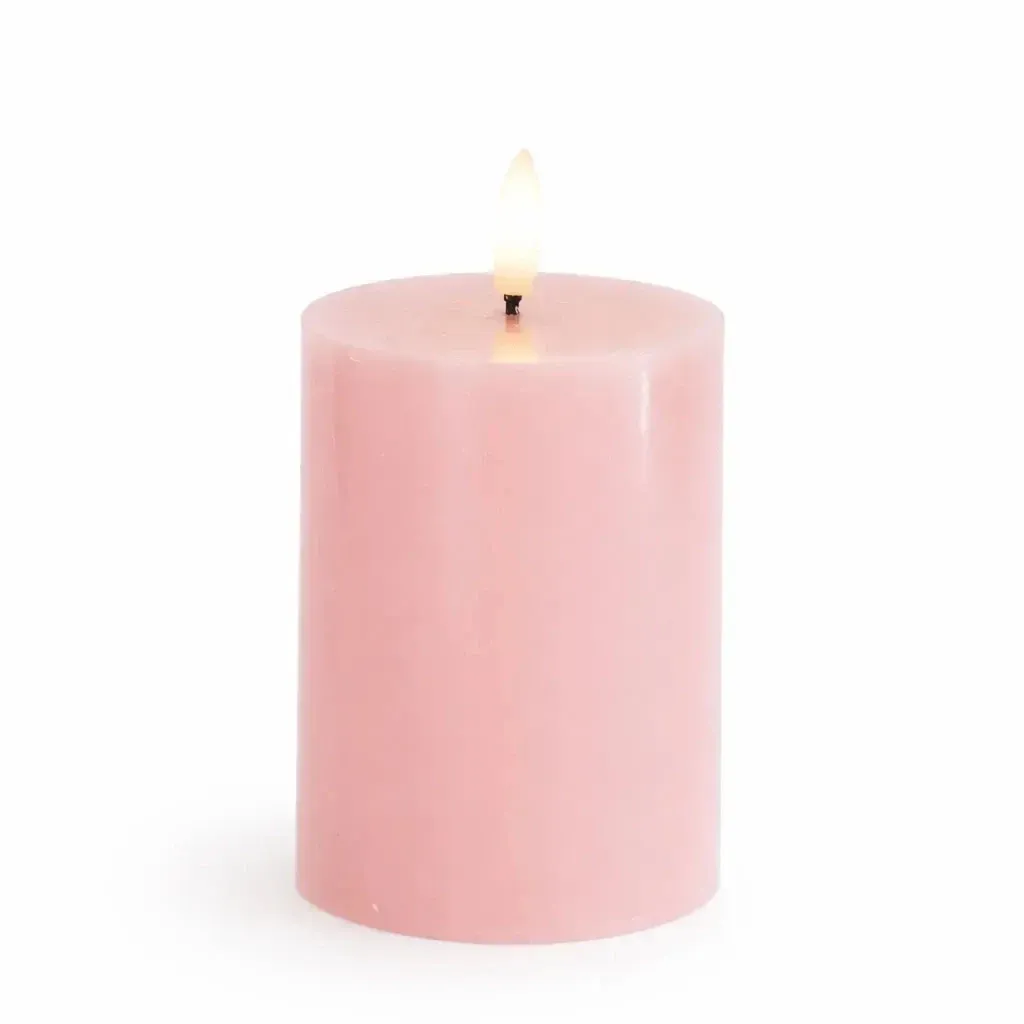 LED battery operated candle Sille, light pink, Ø 7,5 × 10 cm