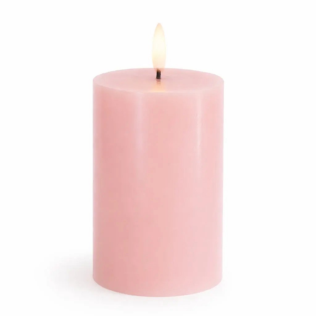 LED battery operated candle Sille, light pink, Ø 7,5 × 12,5 cm