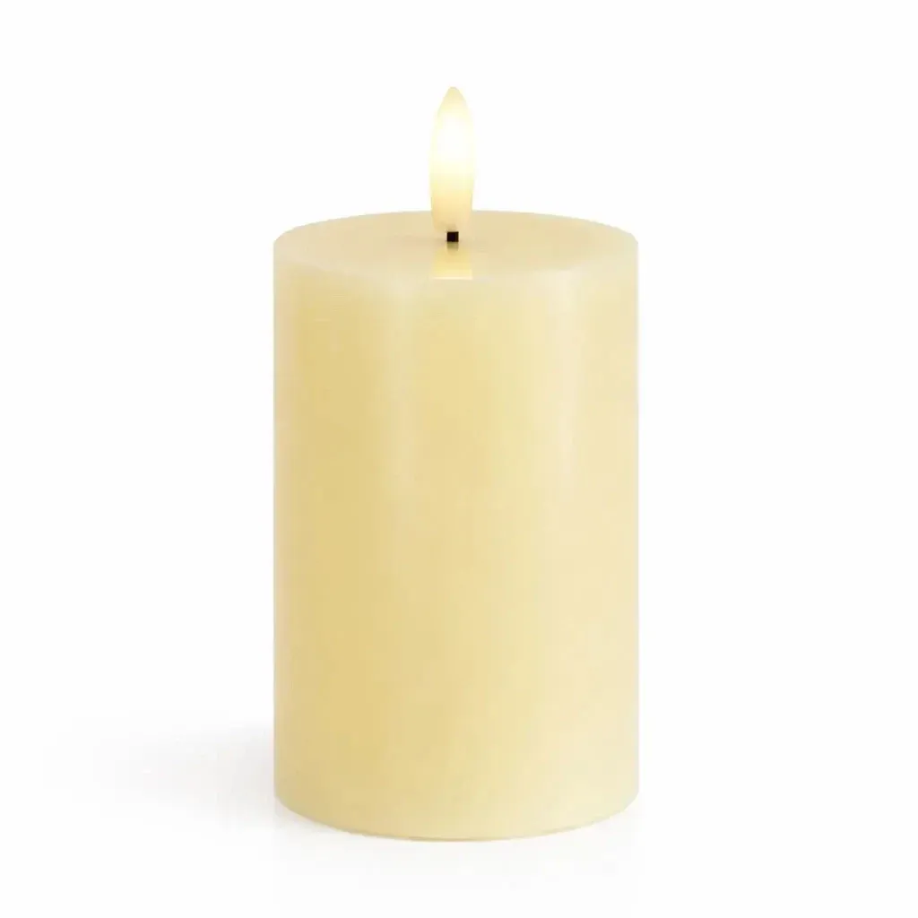 LED battery operated candle, wax Sille, light yellow, Ø 7,5 × 10 cm