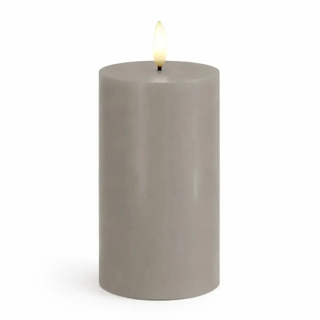 LED battery operated candle Sille, light grey, 7,5 x 12,5 cm