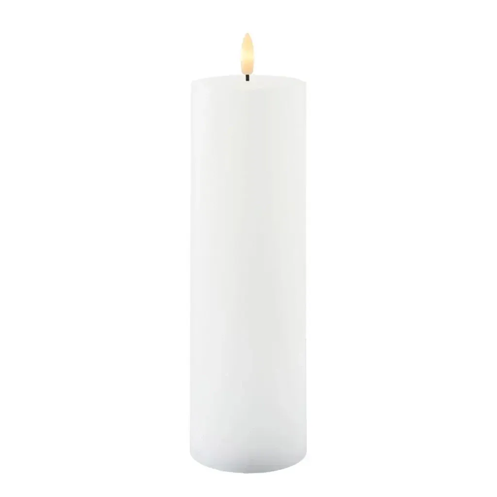 Sille Rechargeable LED Candle Made of Real Wax, Ø 7.5 × 25 cm, White