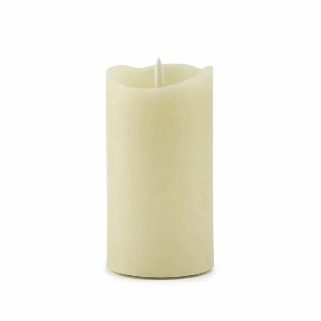 Battery-powered LED candle made of real wax, 8 × 12.5 cm, almond-scented, 2× AA