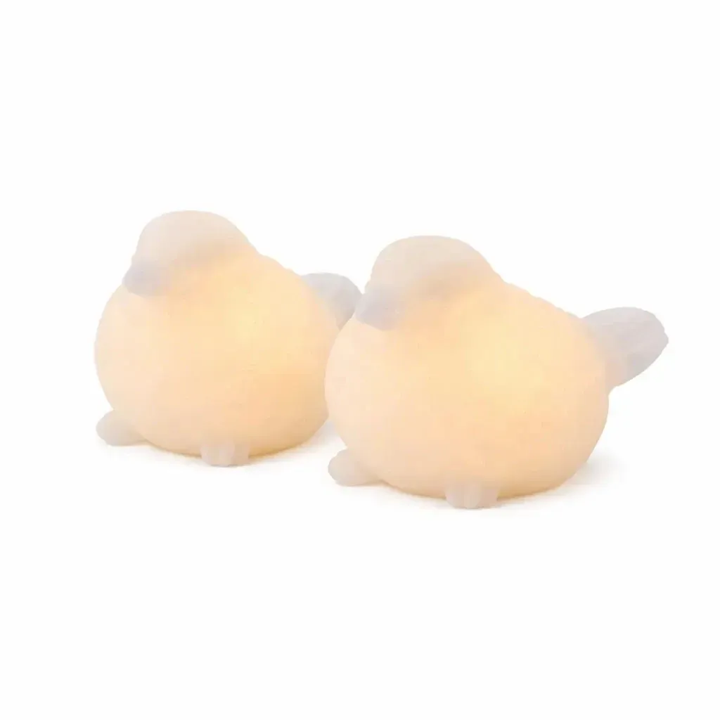 Battery-powered LED candles made of real wax, bird design, 10 × 6.7 cm, white, set of 2, CR2032