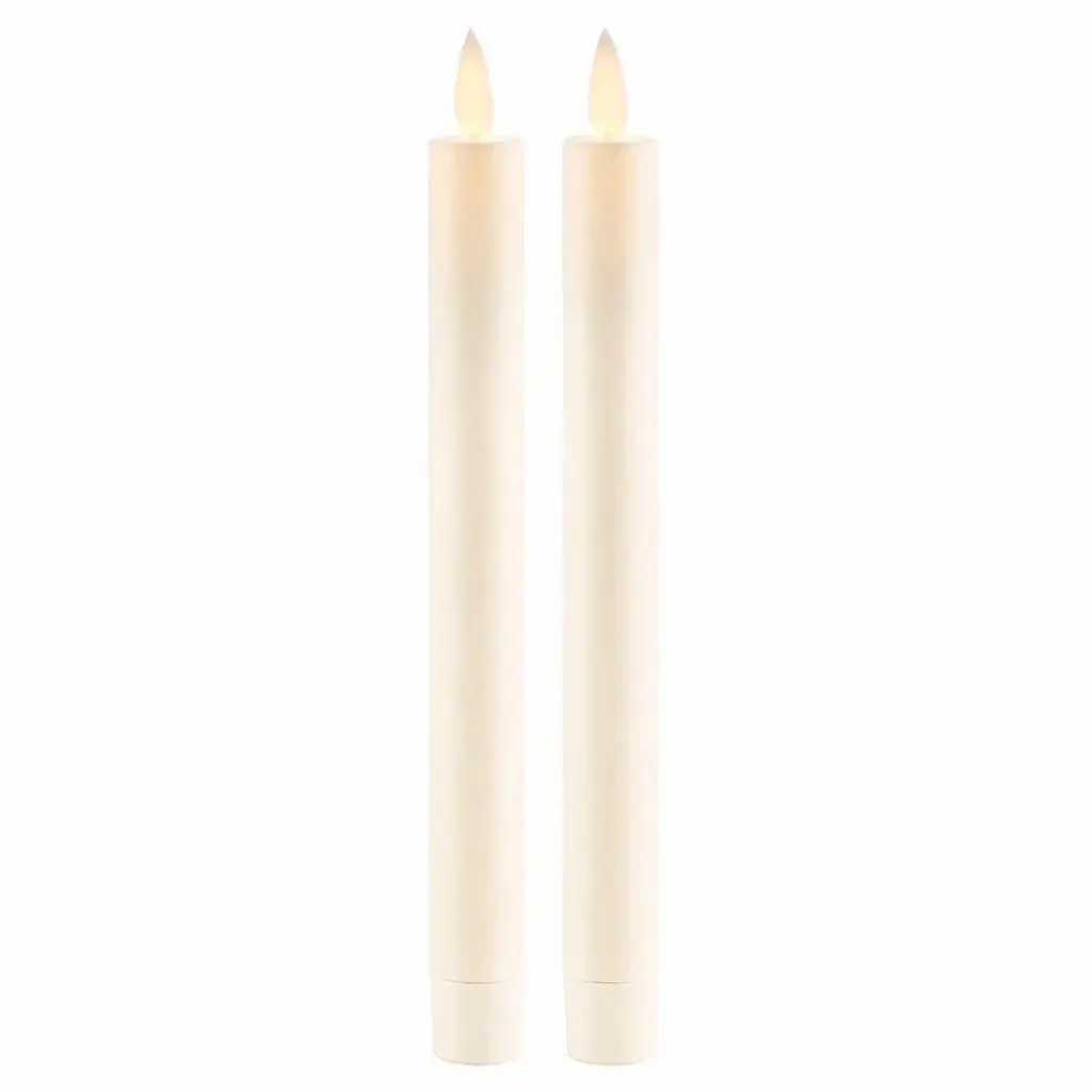 LED candle Sara, almond, 2 × 25 cm, 2 × AAA, pack of 2