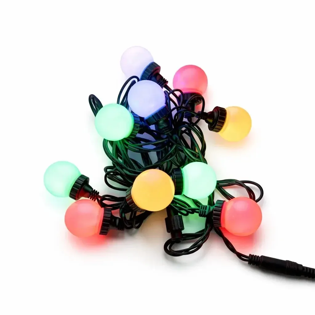 Easy Fix LED Party Lights, 5 m, outdoor, 10 bulbs, 70 colored LEDs, black cable, IP67, extension cord