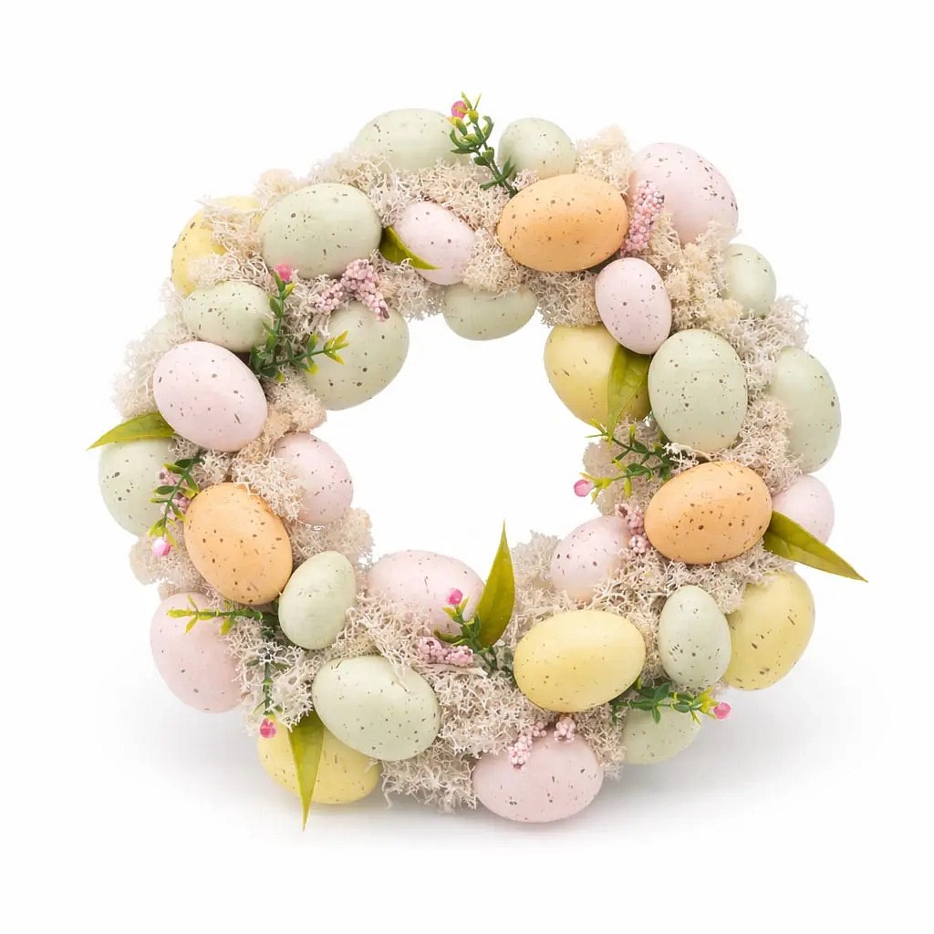 Easter door wreath 30 × 30 × 8 cm, full of eggs, plastic, outdoor