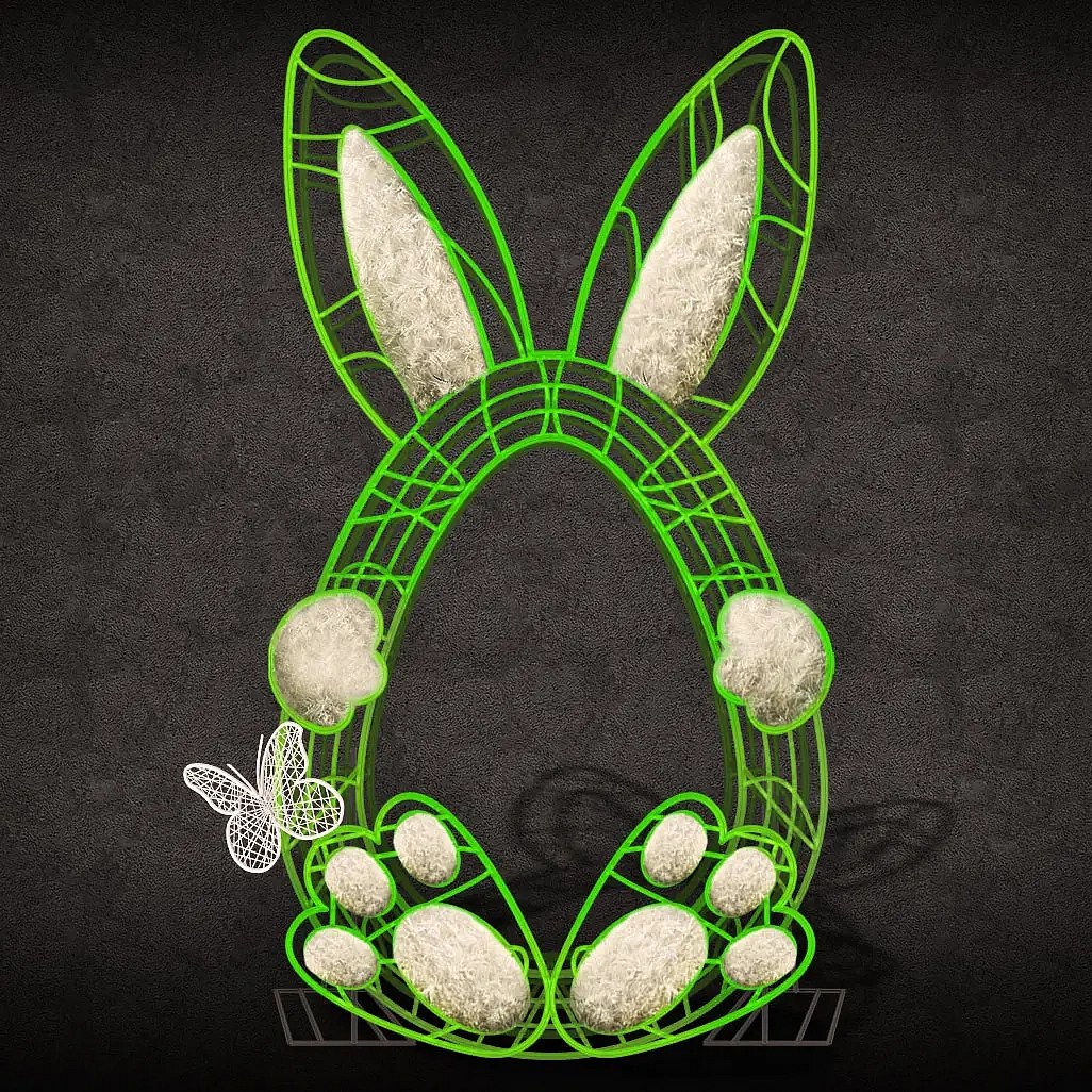 3D Easter Bunny Photopoint, 170 × 300 cm, non-illuminated