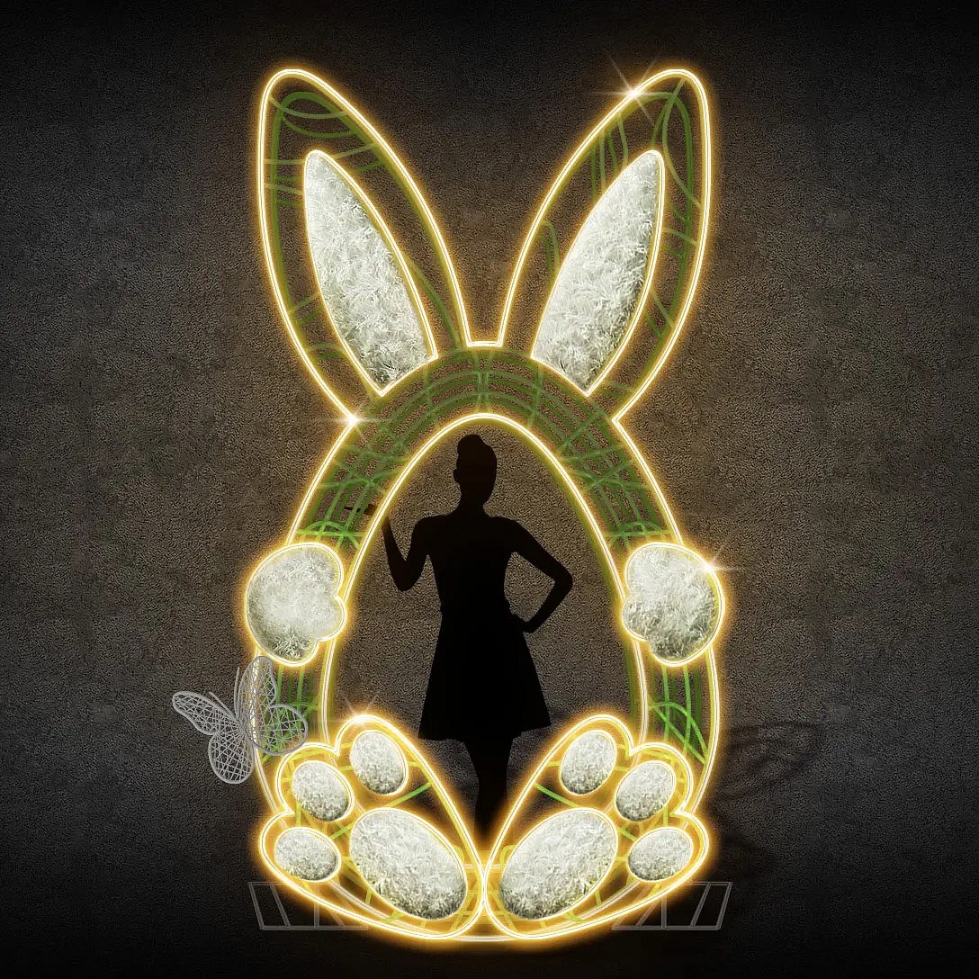 3D Easter Bunny Photopoint, 170 × 300 cm, non-illuminated