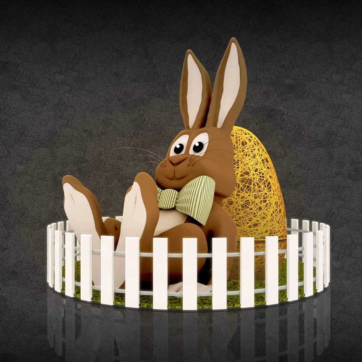 3D Easter Bunny with egg lying down, 200 cm, non-illuminated