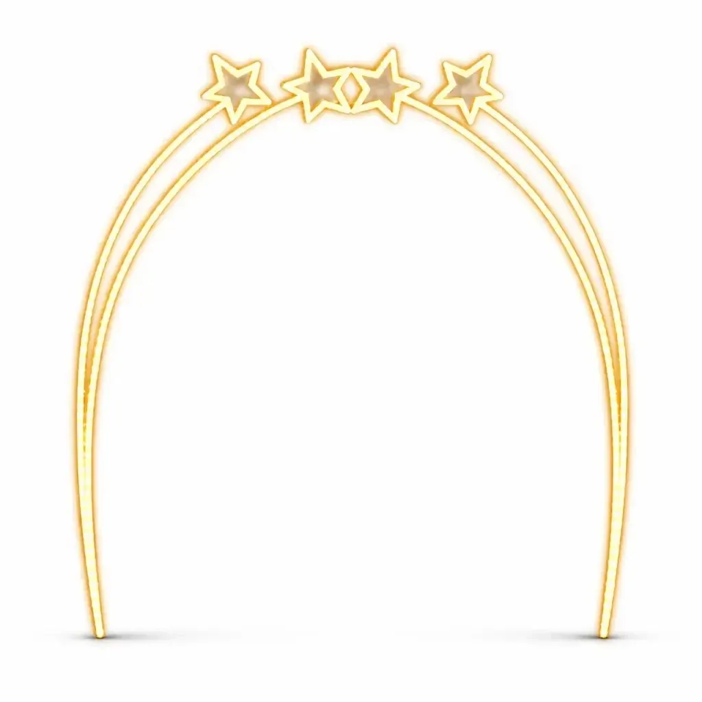 Easy Fix 2D LED light gate 4 stars, standing, 200 × 220 cm, warm white, aluminium