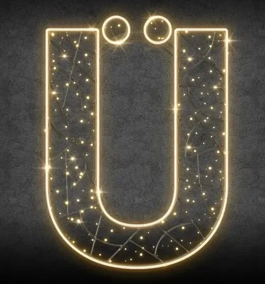 2D LED light letter Ü, height 115 cm, warm white, 36 V, 14.5 W