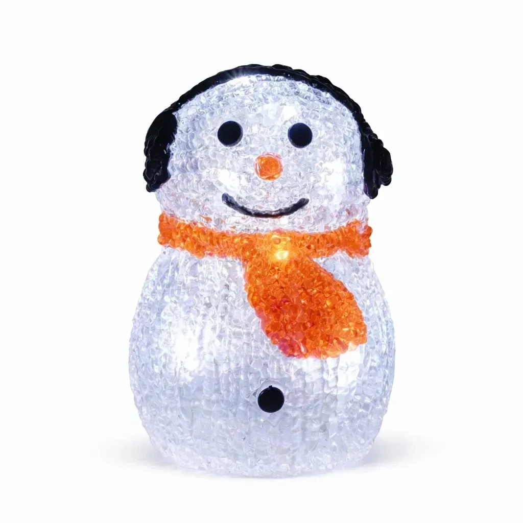 3D LED light snowman, 15 cm, battery operated, aluminium