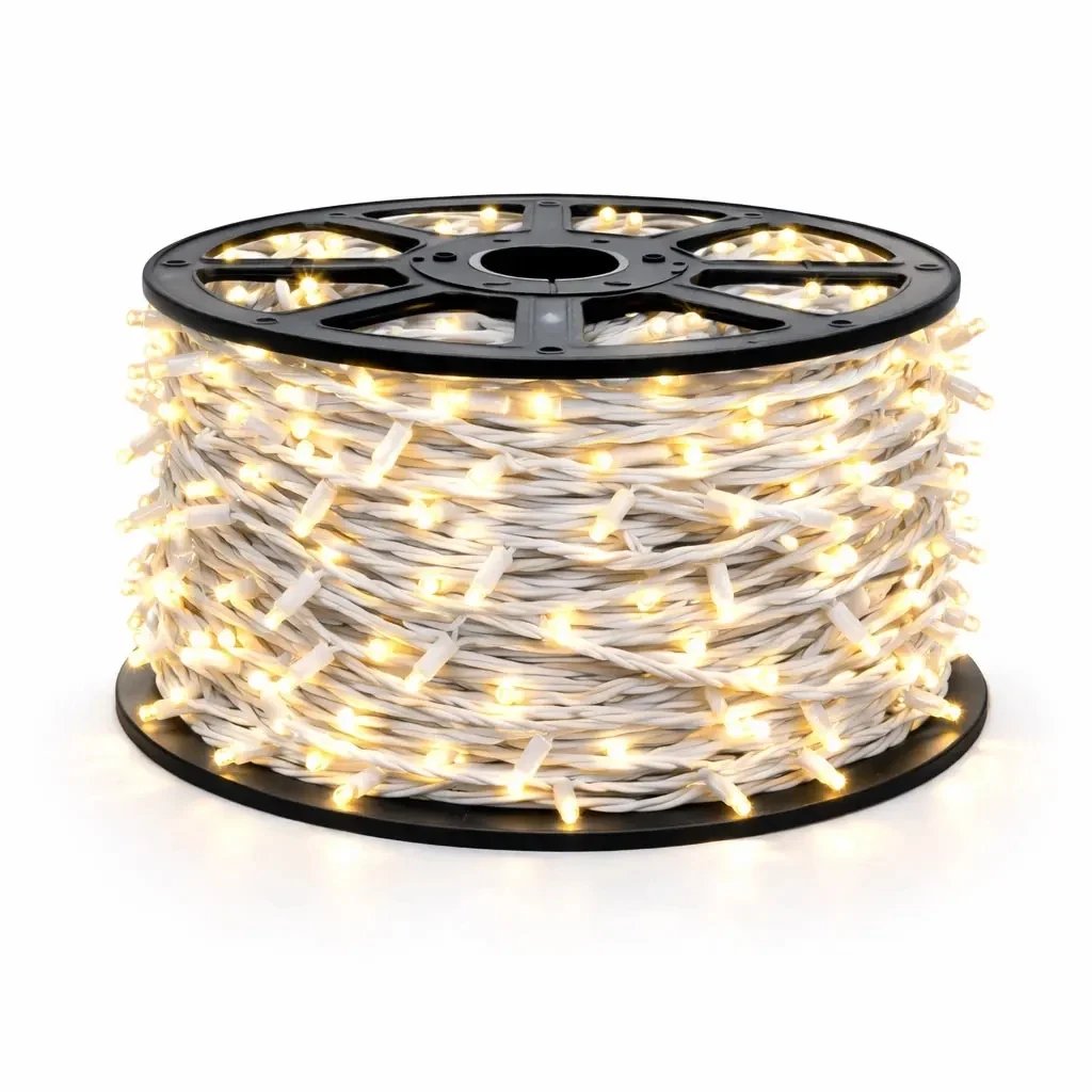 Eco Fix LED String Lights, Outdoor, 80 m, Warm White, 800 LEDs, White Cable, IP67, Spool