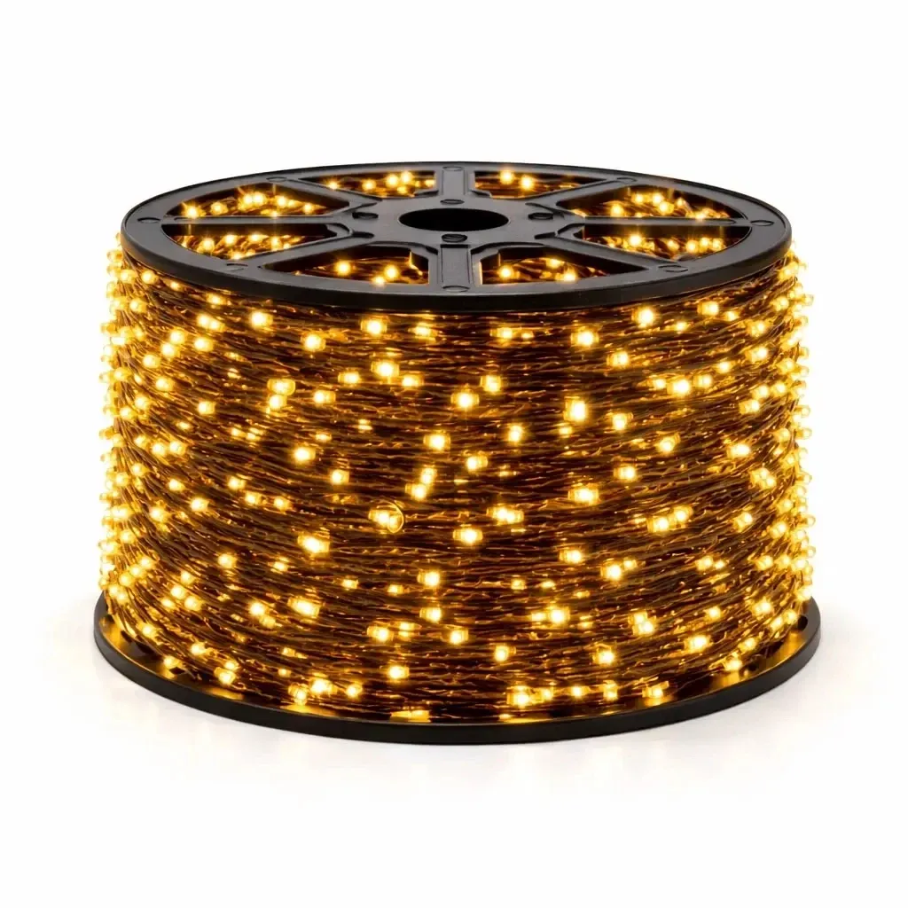 Eco Fix LED String Lights, Outdoor, 80 m, Warm White, 800 LEDs, Dark Gold Cable, IP67, Spool