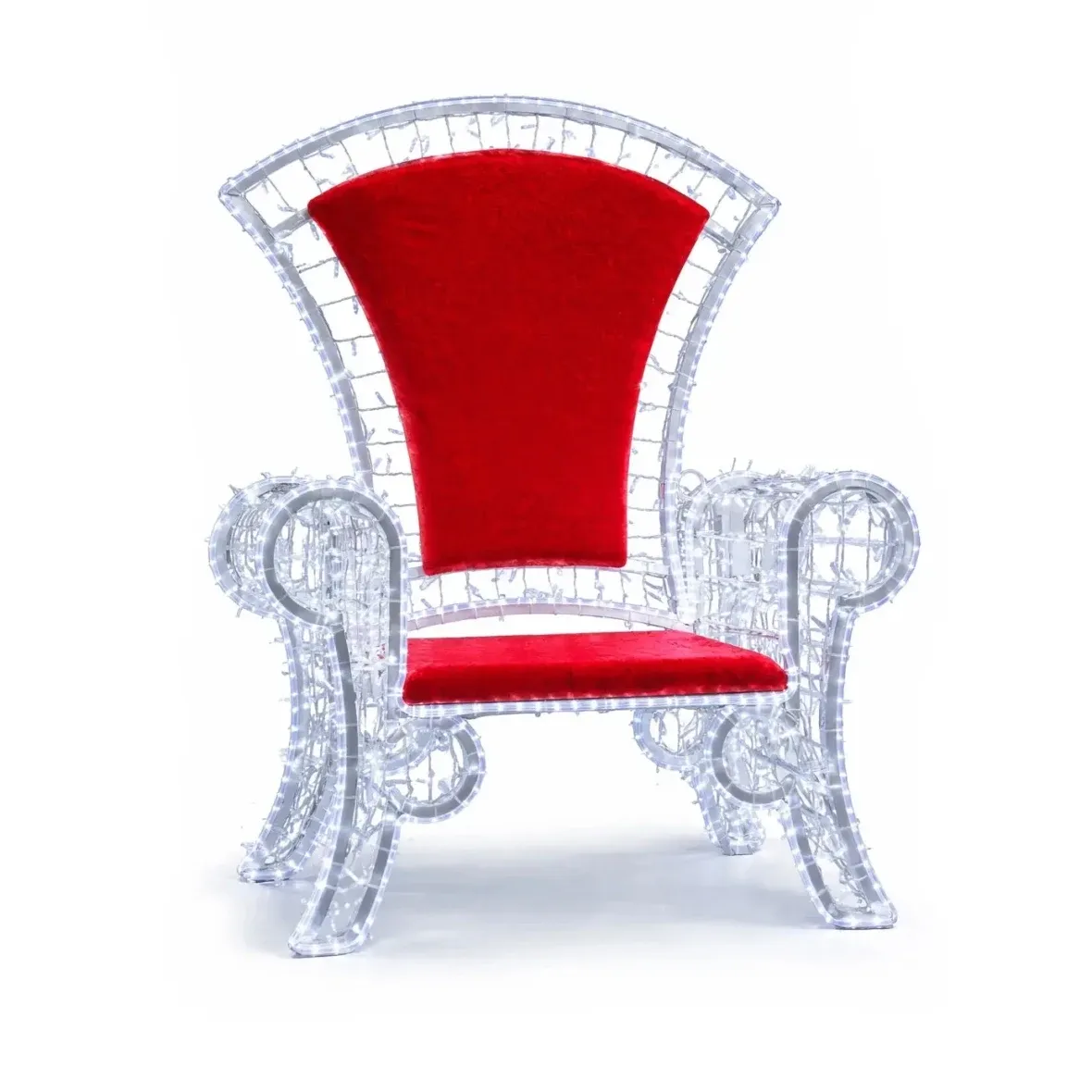 3D LED indoor chair, 850 LEDs, red upholstery, IP44, aluminium, Eco Fix