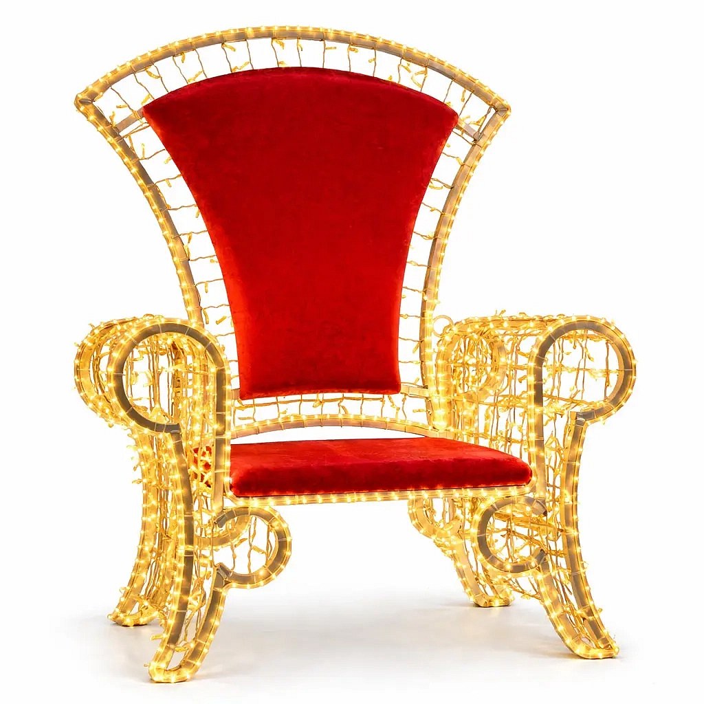 3D LED indoor chair, 850 warm white LEDs, red upholstery, IP44, aluminium, Eco Fix