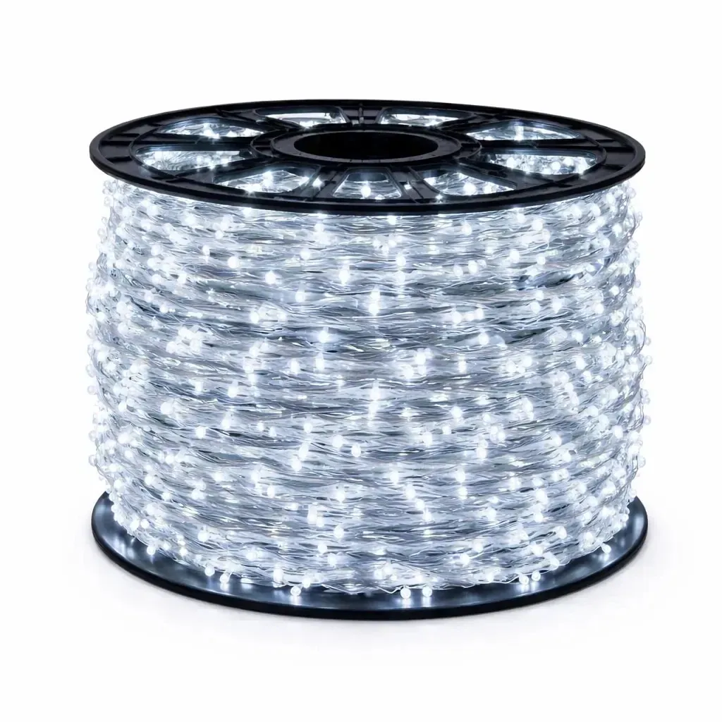 Easy Fix LED String Lights, 100 m, Ice White, 2,000 LEDs, White Cable, IP67, Spool