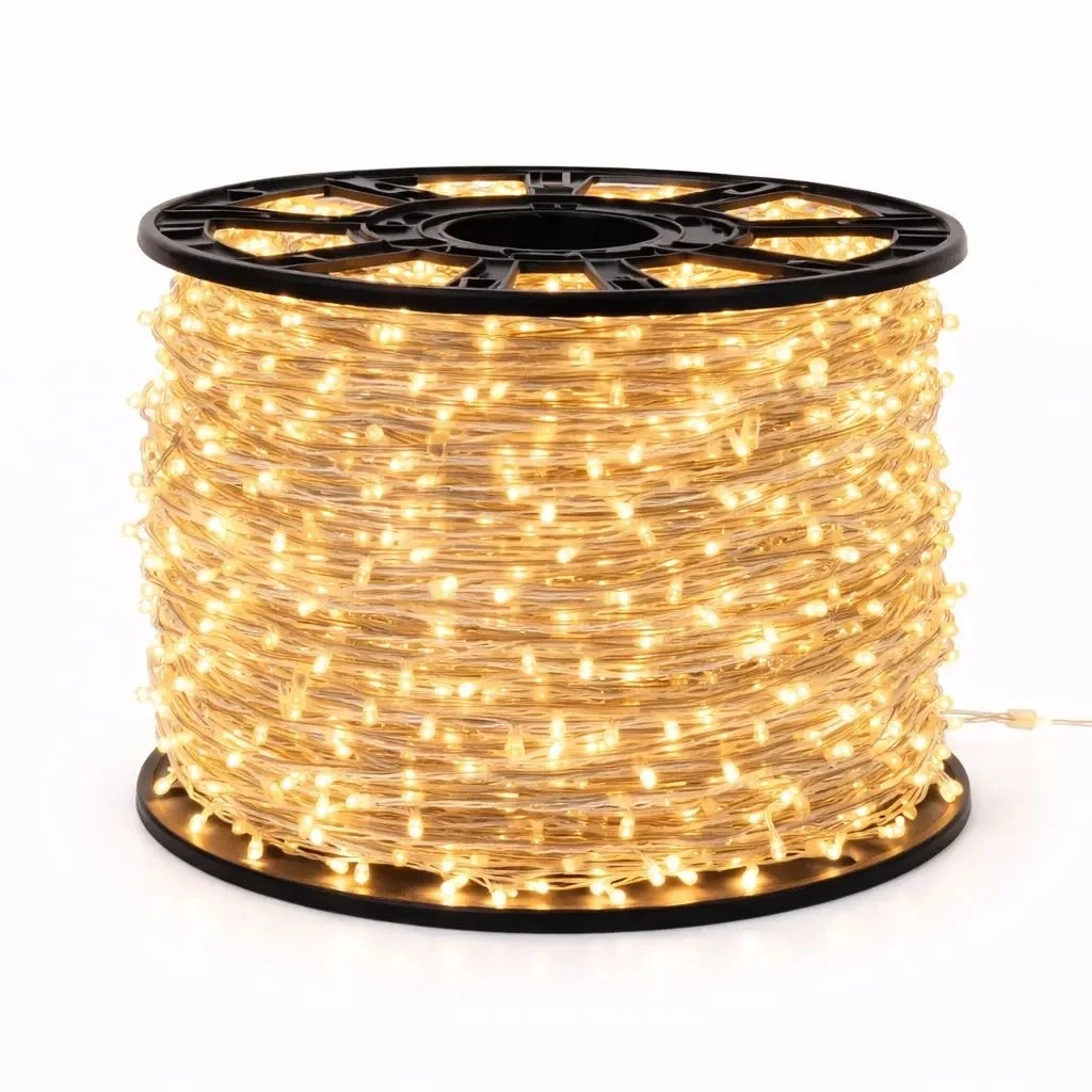 Easy Fix Indoor LED String Lights, 100 m, Warm White, 2,000 LEDs, Clear Cable, IP20, Spool
