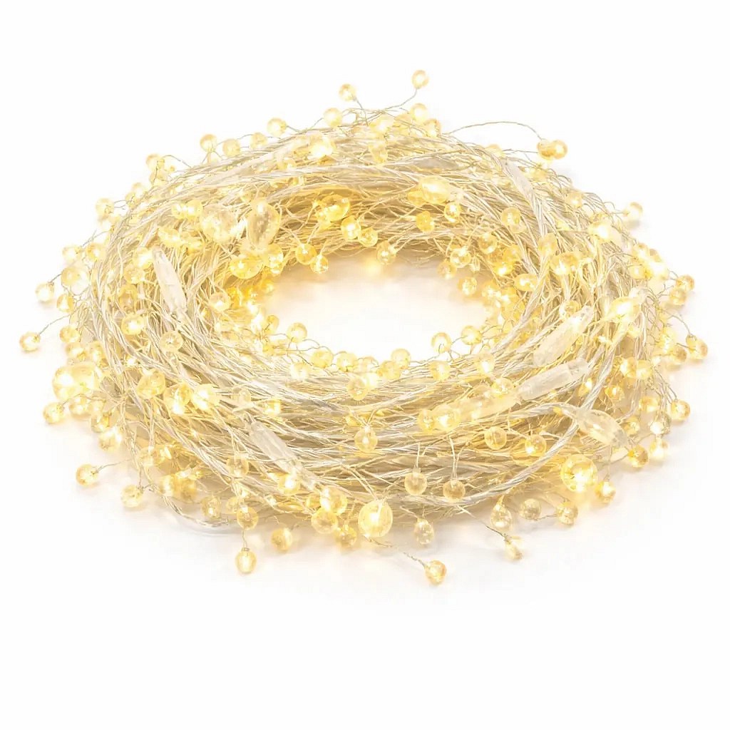 Eco Fix Outdoor String Lights with Crystals, 8 m, Warm White, 80 LEDs, 36 V, Clear Cable, IP44