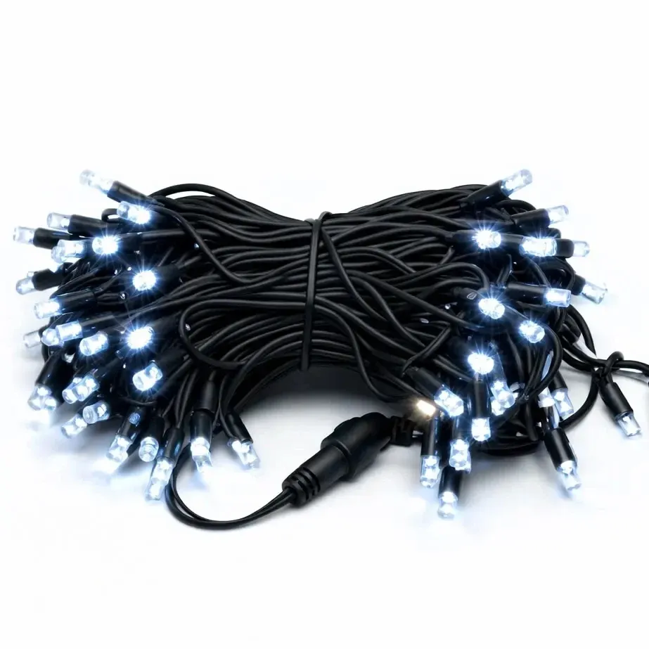 Easy Fix LED String Lights, 5 m, Outdoor, Contour, Ice White, 60 LEDs, Black Cable, IP67