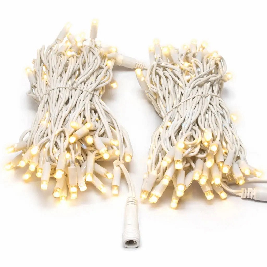 Easy Fix LED light chain 20 m outdoor warm white with FLASH, 120 diodes, white cable IP67, 2×10 m