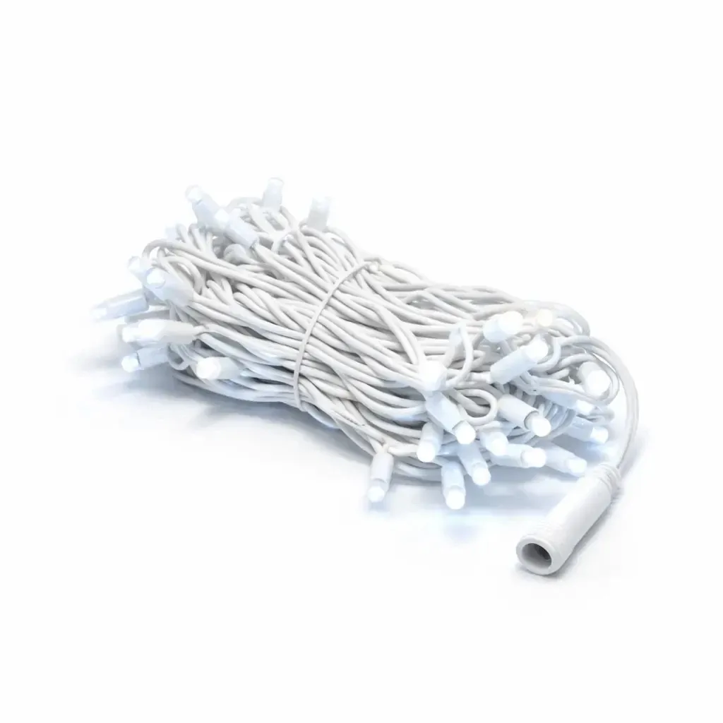 Easy Fix LED String Lights, Contour, 5 m, Ice White with FLASH, 60 LEDs, White Cable, IP44