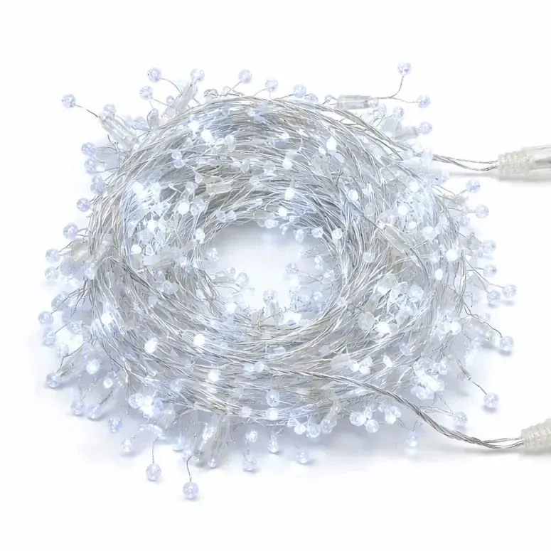 Eco Fix Outdoor String Lights with Crystals, 8 m, Ice White, 80 LEDs, 24 V, Clear Cable, IP44